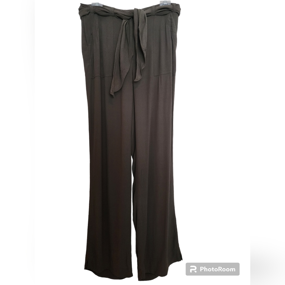 NINE & Company Green Zip Front Tie Waist Pants SZ 10